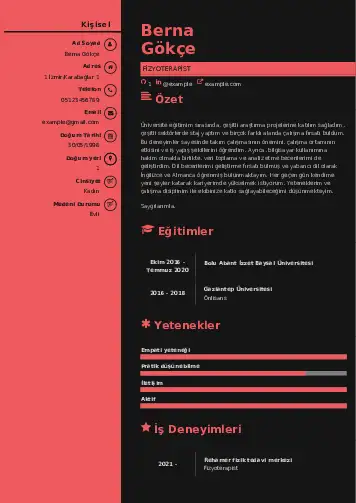 Fizyoterapist Cv Örnekleri cv indir